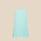 Light turquoise dress with thin straps on a white background